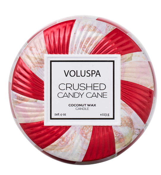 Voluspa Crushed Candy Cane Mini Tin Candle