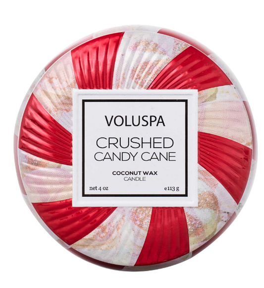 Voluspa Crushed Candy Cane Mini Tin Candle