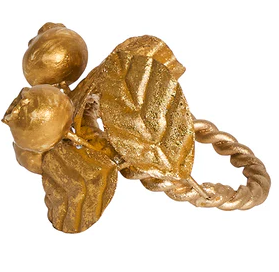 Juliska Forest Walk Leaf Napkin Ring Assorted Set/4 - Gold