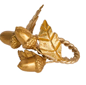 Juliska Forest Walk Leaf Napkin Ring Assorted Set/4 - Gold