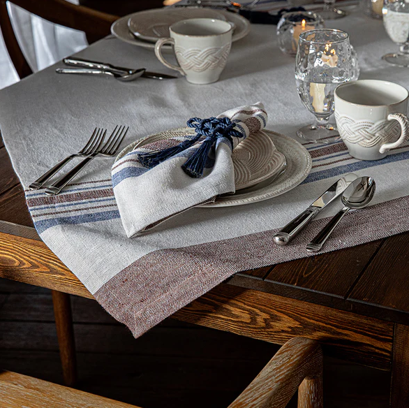 Juliska Danish Stripe 52" Table Square- Taupe