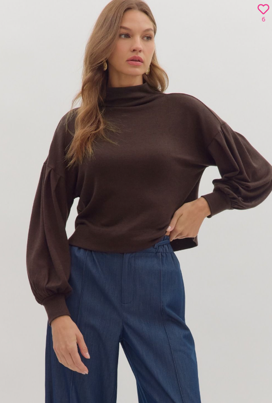 Entro Brown Balloon Sweater Top