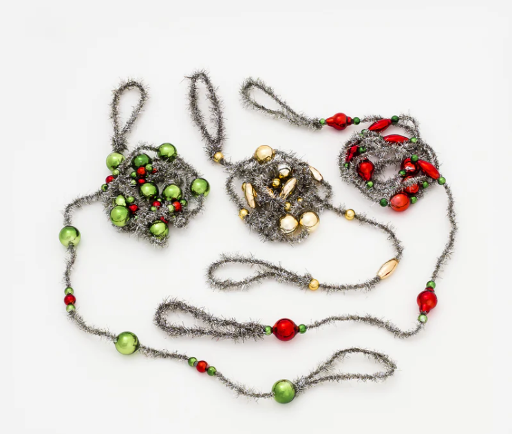 180 Tinsel Glass Bead Garland - 3 Assorted Colors