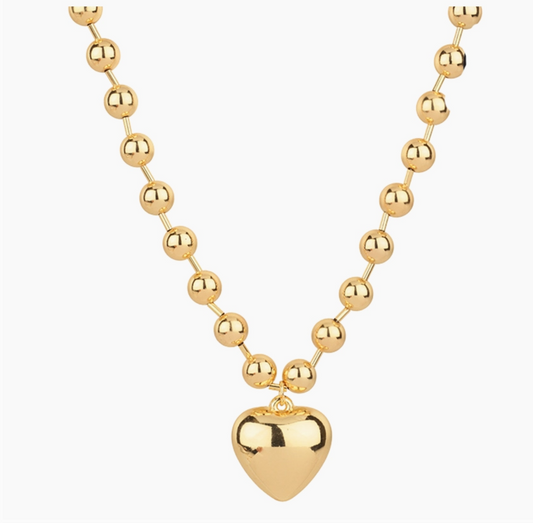 Bead and Heart Pendant Necklace