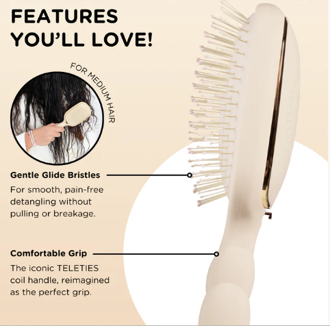Teleties Detangler Hair Brush for Medium Hair – Tan