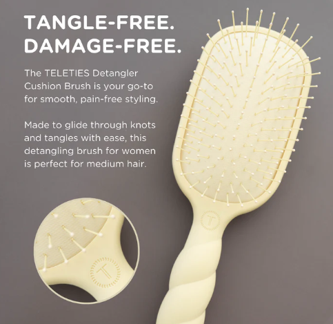 Teleties Detangler Hair Brush for Medium Hair – Tan