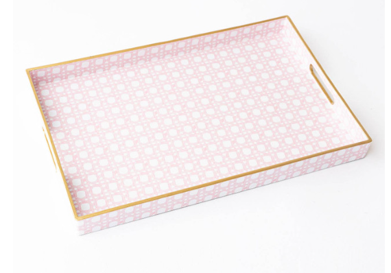 8 Oak Lane Pink Cane Rectangular Tray