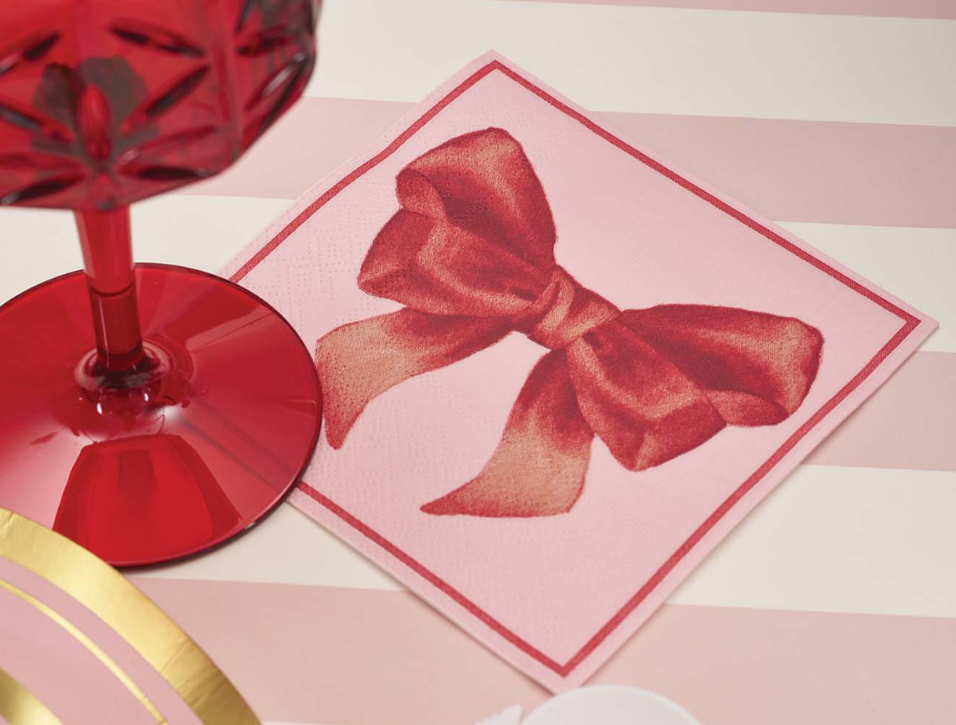 Sophistiplate Pink Bows Cocktail Napkins 20pk