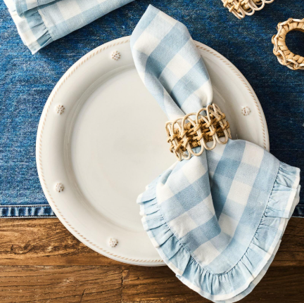 Juliska Ocean Gingham Ruffle Napkin