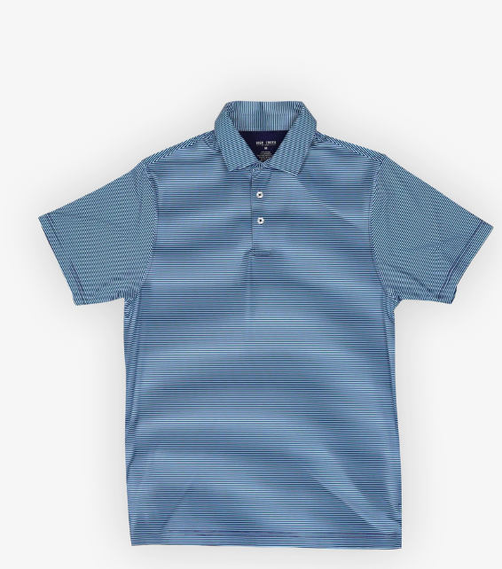High Creek Outdoors Hairline Stripe Polo Navy