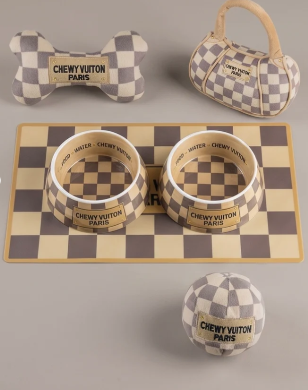 Haute Diggity Dog Checker Chewy Vuiton Bowl