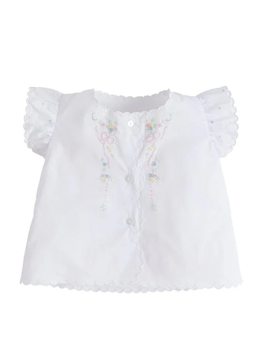 Little English Bow and Flower Tea Blouse 3 Month