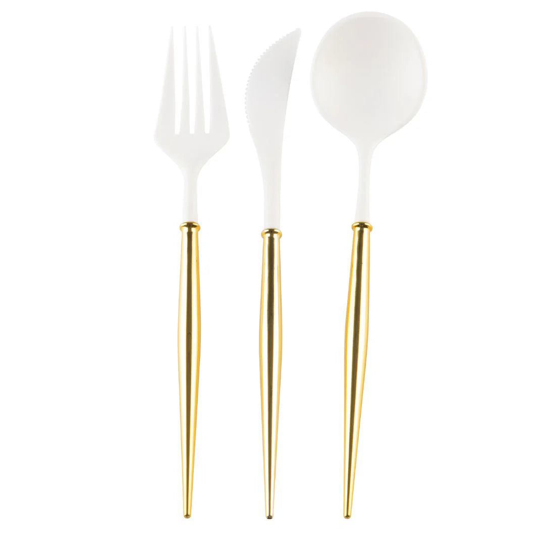 Sophistiplate White and Gold Utensils 24 Pieces