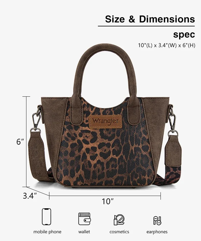Wrangler Western Rustic Charm Leopard Print Tote Bag