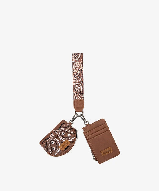 Wrangler Paisley Bandana Card Holder & Wallet set BROWN