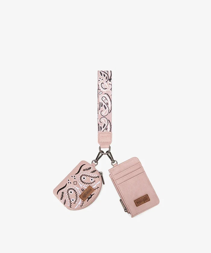 Wrangler Paisley Bandana Card Holder & Wallet Set PINK