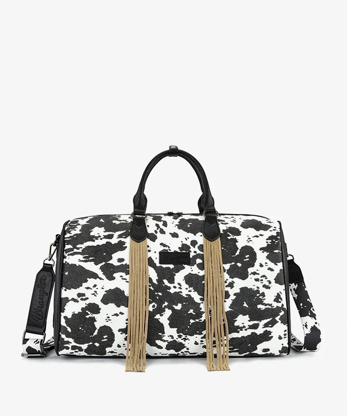 Wrangler Rustler Wildside Cow-Print Weekender Duffel Bag