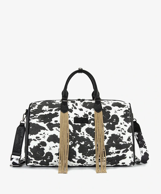 Wrangler Rustler Wildside Cow-Print Weekender Duffel Bag
