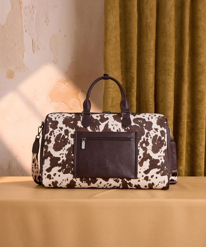 Wrangler Rustler Wildside Cow-Print Weekender Duffel Bag