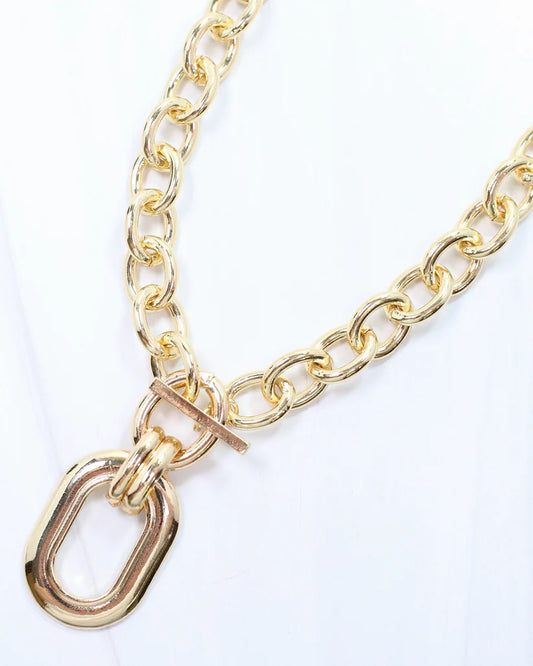 Caroline Hill Francey Gold Oval Pendant Necklace