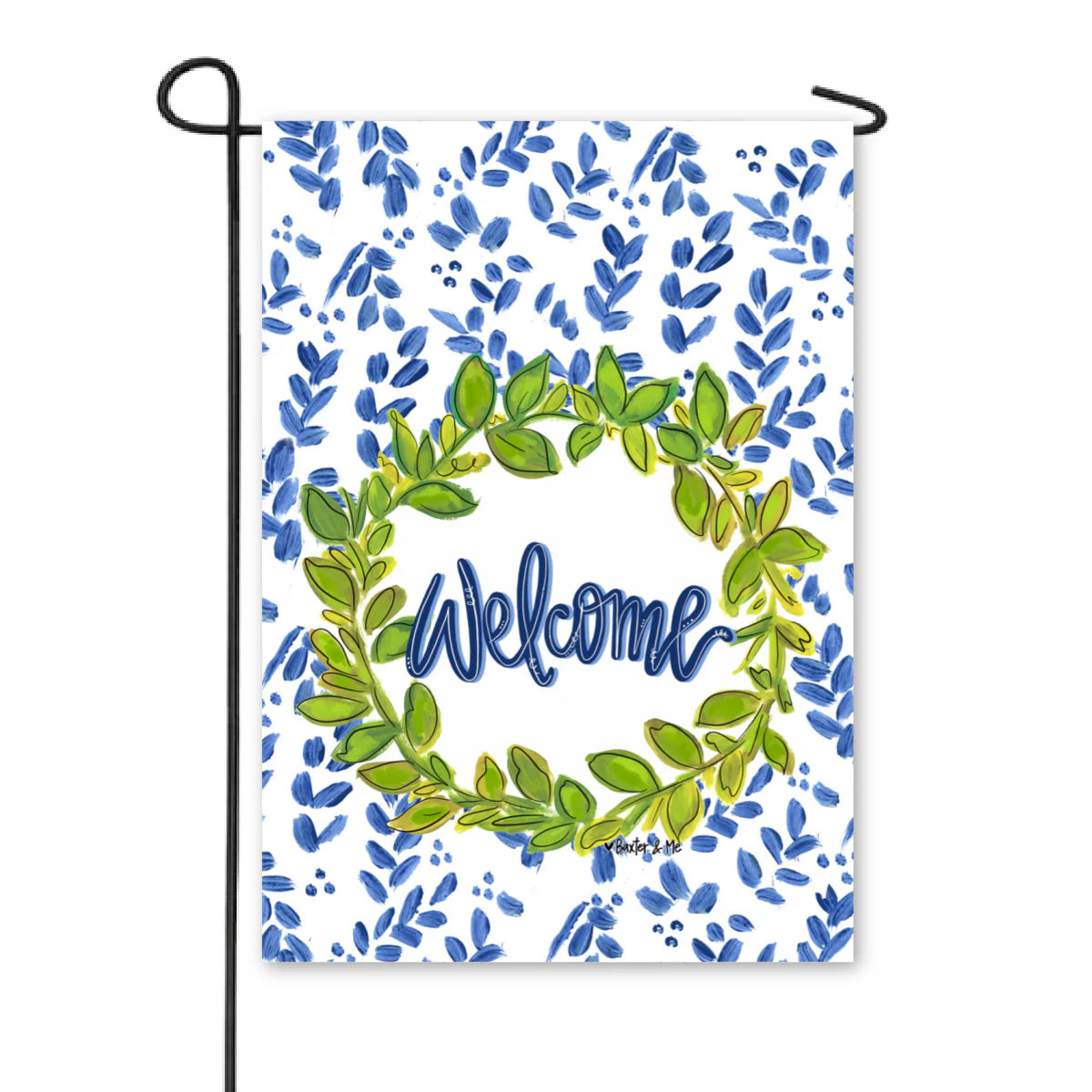 The Porch Baxter & Me Willow & Green Welcome Garden Flag