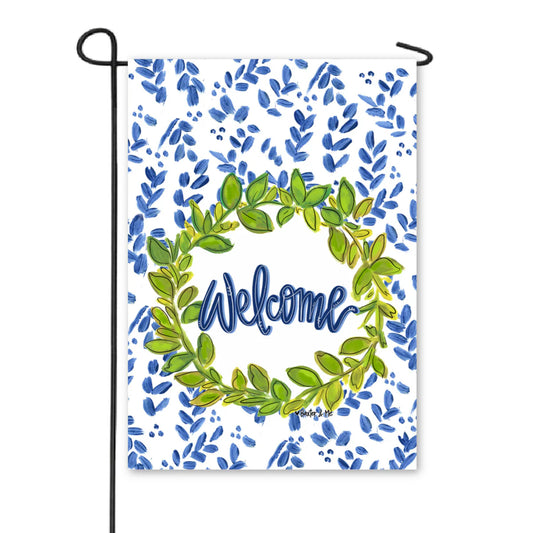 The Porch Baxter & Me Willow & Green Welcome Garden Flag