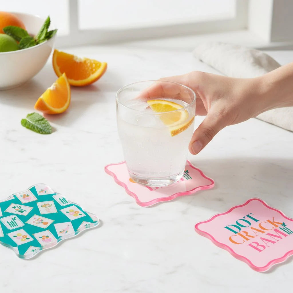 The Darling Effect It's Mahj Time Table Talk Acrylic Coaster Set