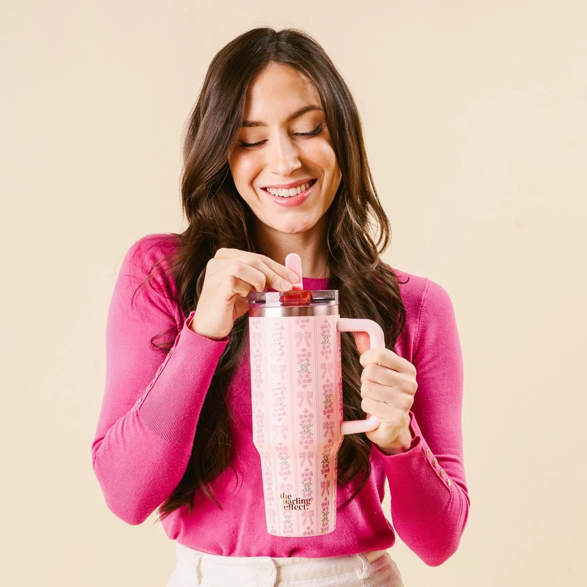 The Darling Effect Oh So Fancy Pink 40 oz Lifestyle Flip Straw Tumbler