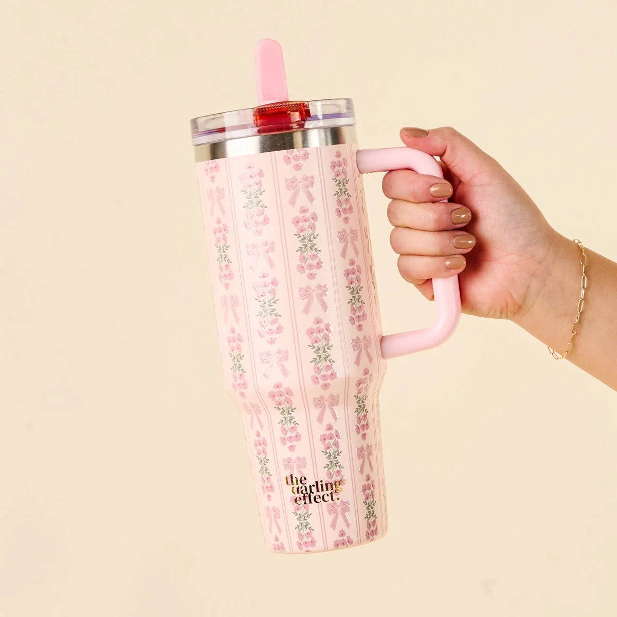 The Darling Effect Oh So Fancy Pink 40 oz Lifestyle Flip Straw Tumbler