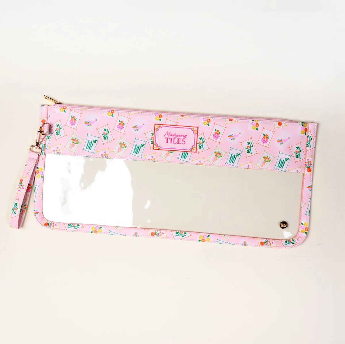 The Darling Effect Mahjong Tile Keeper Pouch- It's Mahj Time Pink