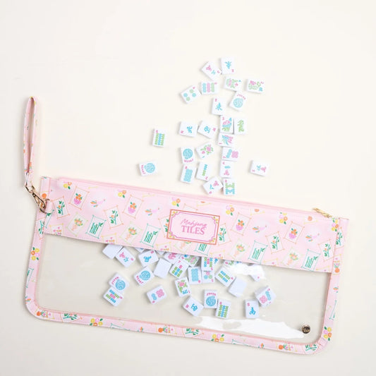 The Darling Effect Mahjong Tile Keeper Pouch- It's Mahj Time Pink