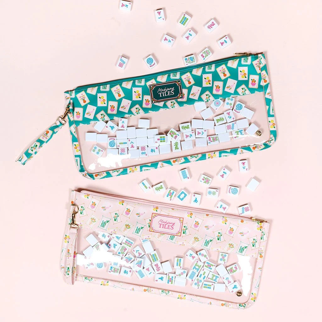 The Darling Effect Mahjong Tile Keeper Pouch- It's Mahj Time Pink