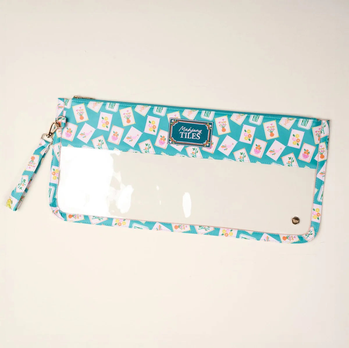The Darling Effect Mahjong Tile Keeper Pouch- It's Mahj Time Teal
