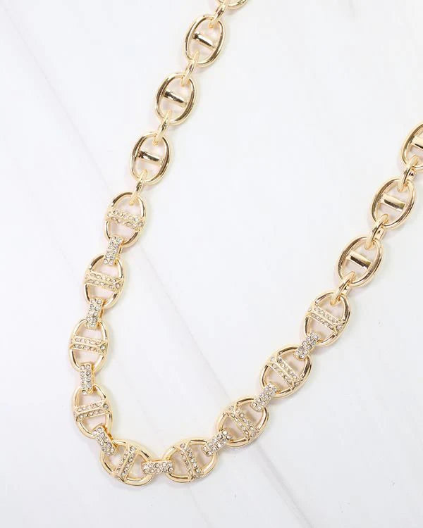 Caroline Hill Norwich Pave Chain Necklace Gold