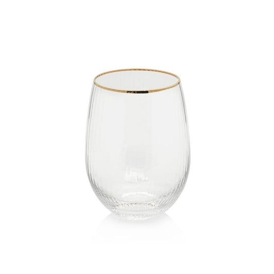 Zodax Optic with Gold Rim Stemless All-Purpose Glass