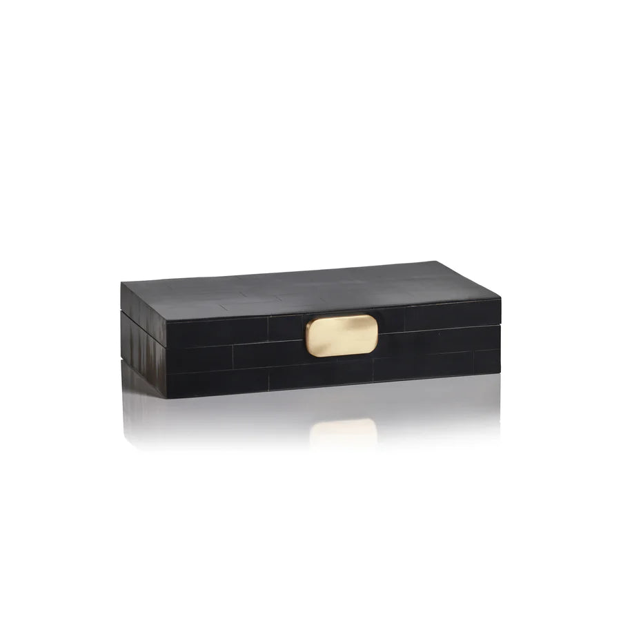 Zodax Black Bone Design Box w/ Brass Knob- 9"x5"x2"