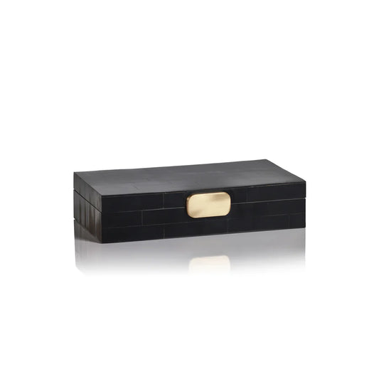 Zodax Black Bone Design Box w/ Brass Knob- 9"x5"x2"