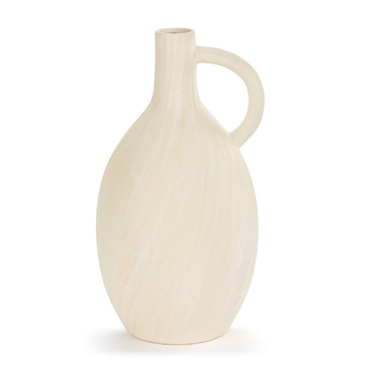 Cream Ceramic Single Handle Jug Vase - 6x12in