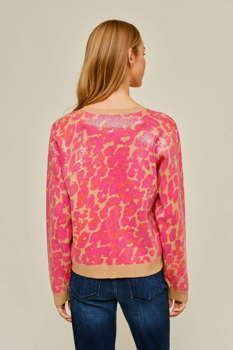 Wild About Pink Sequin Sweater Top