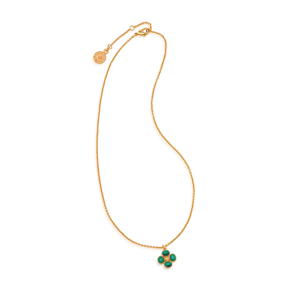 Capucine De Wulf Berry Clover Double Sided Charm Necklace, 16"+2" - Malachite