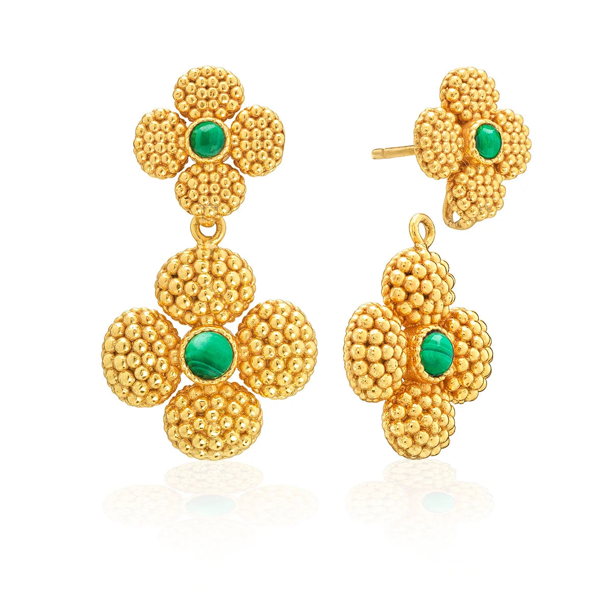 Capucine de Wulf Clover Convertible Duo Earrings - Malachite