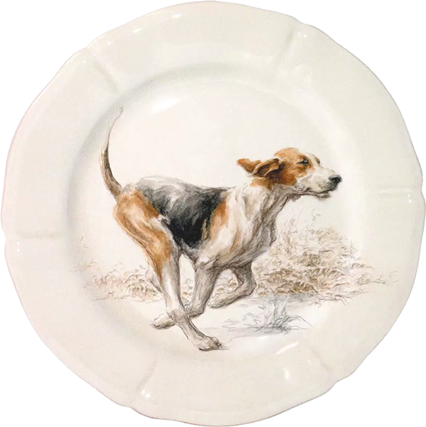 Gien Sologne Dog Dessert Plates