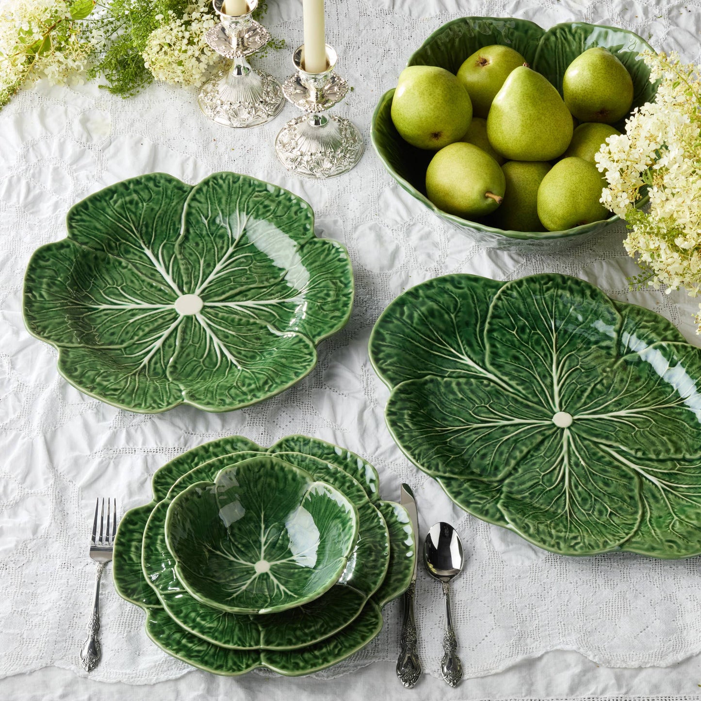 The Porch Le Jardin Cabbage 3-D Round Platter 13in
