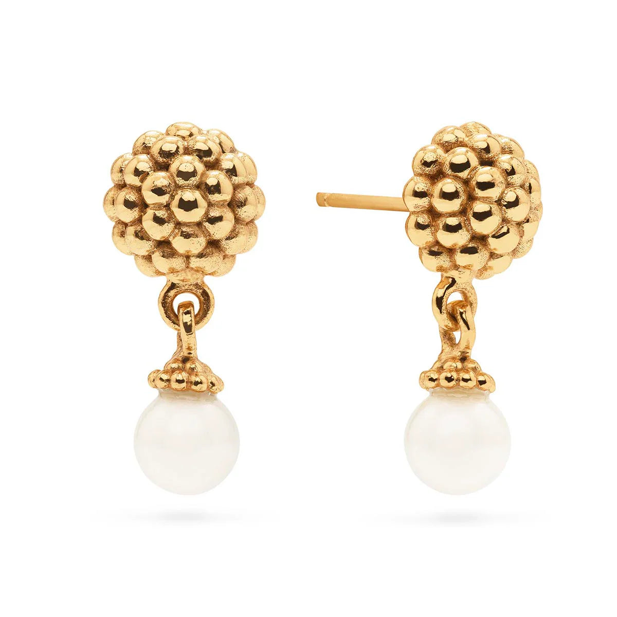 Capucine De Wulf Berry Drop Stud Earrings- Pearl