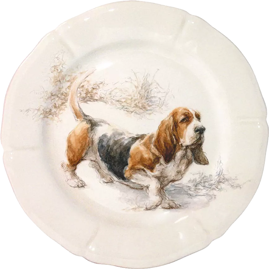 Gien Sologne Dog Dessert Plates