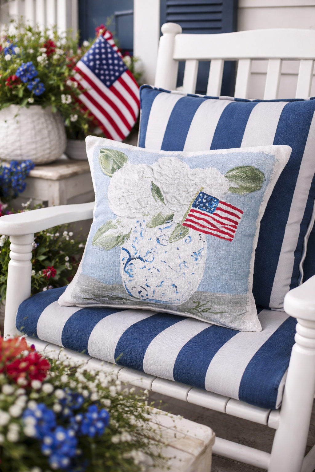 The Porch GA Hydrangea Flag Pillow