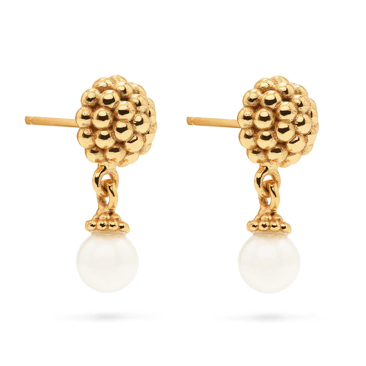 Capucine De Wulf Berry Drop Stud Earrings- Pearl