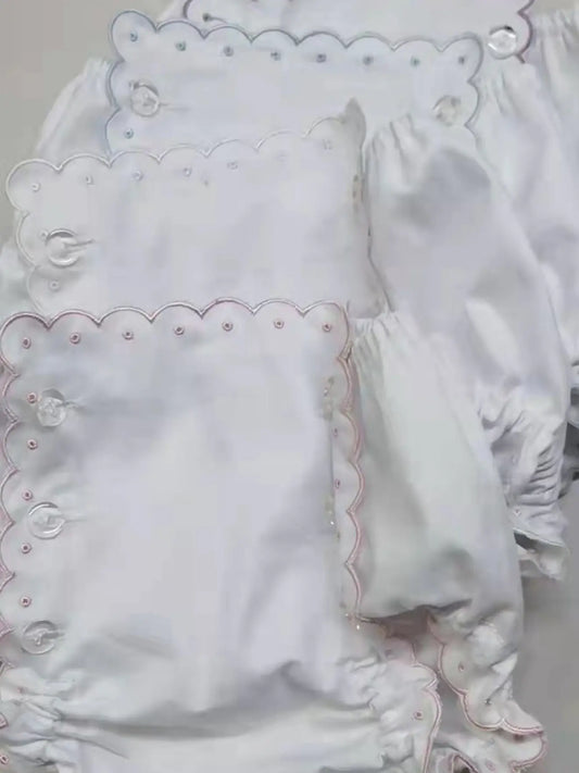 The Porch Zsa Zsa Lolli Pink Trim Scalloped Diaper Cover