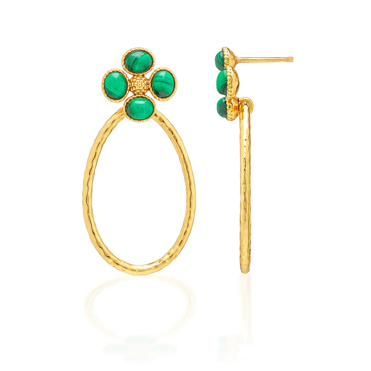 Capucine De Wulf Berry Clover Teardrop Earrings- Malachite