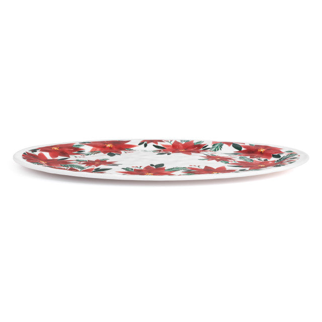 Demdaco Poinsettia Large Melamine Oval Platter